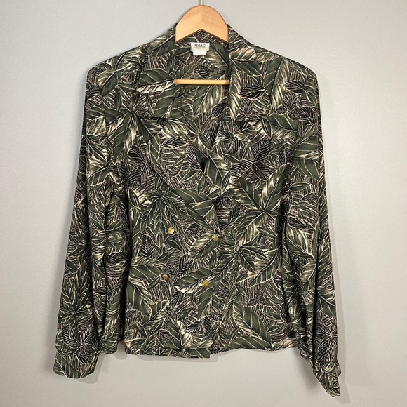 Vintage 80s leaf print shirt - Picture 8 of 10